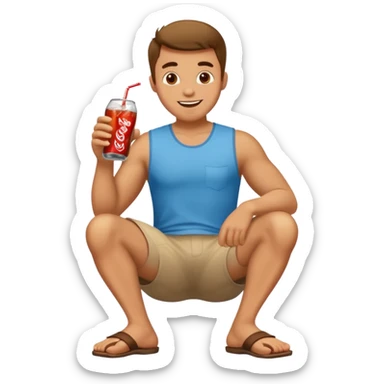 Happy guy with big feet drinking a soda sticker