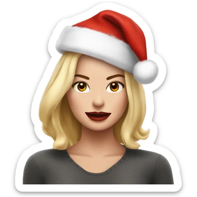 Margot Robbie with santa hat sticker