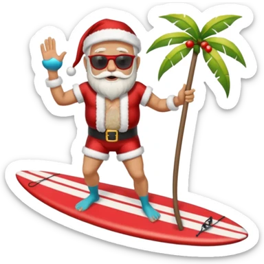 santa on a surfboard sticker