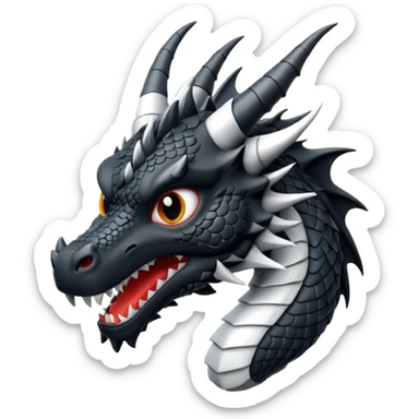 Black and white dragon emoji text sticker