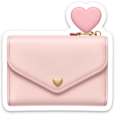 white wallet with heart charm, clean girl aesthetic, pastel tones sticker