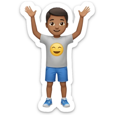 full body of a black kid with two hands up sticker