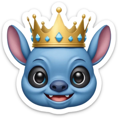 Stitch feliz con gafas y corona sticker
