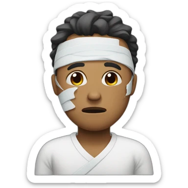 MAN covered IN BANDAGES sad expression sticker