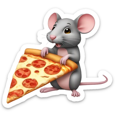 rat eating a pizza slice sticker