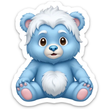 blue care baby bear yeti sticker