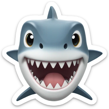 Shark Memoji with a straight face and tongue out sticker