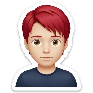 Cherry red hair color for boys with middle parting sticker