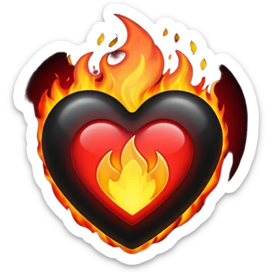 black heart on fire sticker
