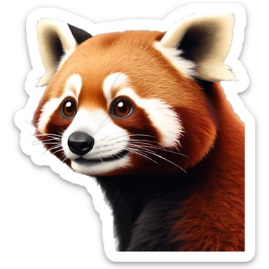 red panda but he's up close to the screen because he's being nosey sticker