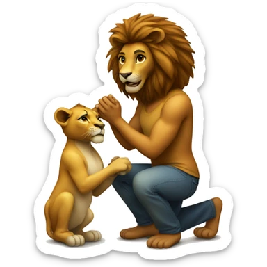 Lion proposing a girl sticker