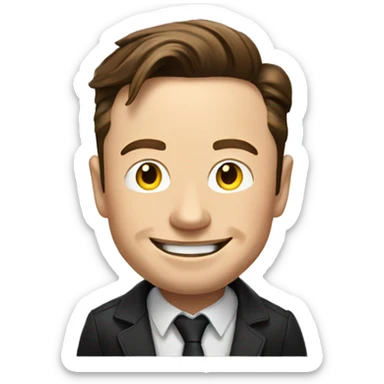 Elon musk with a happy face emoji next to him sticker