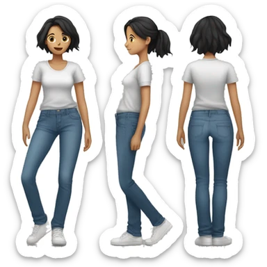 girl with black hair and baggy jeans with baggy shirt sticker