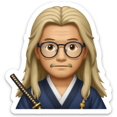 Long Haired Samurai with Glasses,Long-haired ronin adjusting spectacles sticker