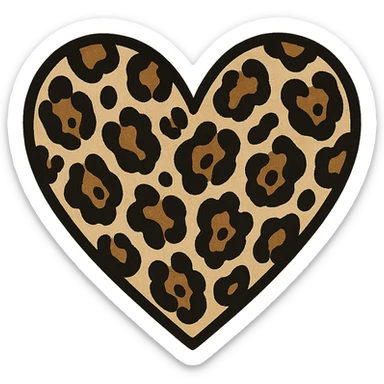 leopard print heart, style 8 sticker