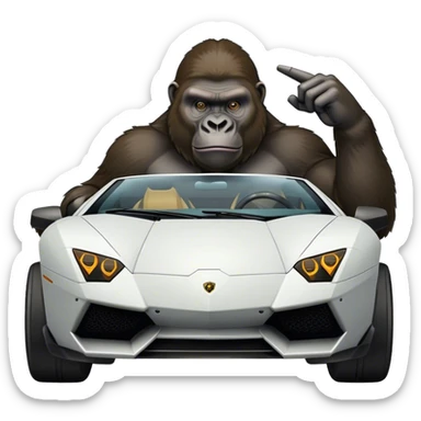 gorilla driving lambo sticker