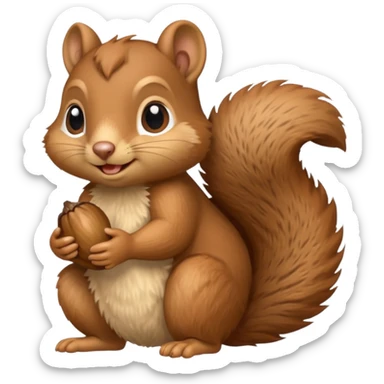 baby squirrel hold a acorn sticker