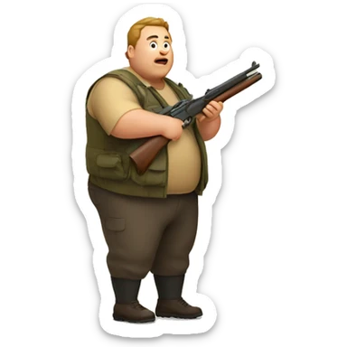 Fat guy hunting sticker