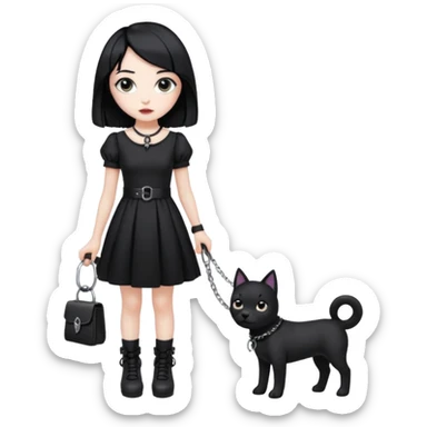 Homme 4 pattes fille Gothique derrière qui le tien en laisse  sticker