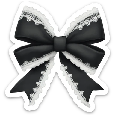 black bow emoji with white lace sticker