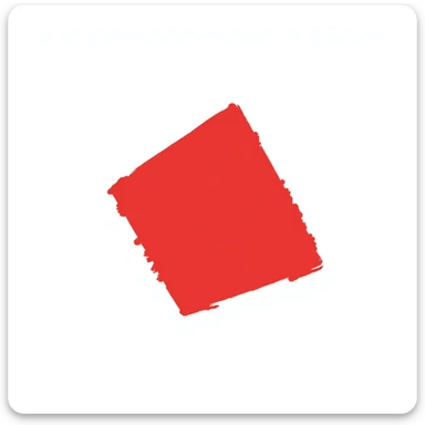 minimalist red rhombus in torn calligraphic brush stroke style, no background, 512x512px sticker