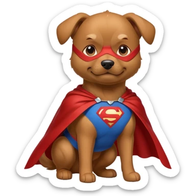 a superhero dog with cape sticker