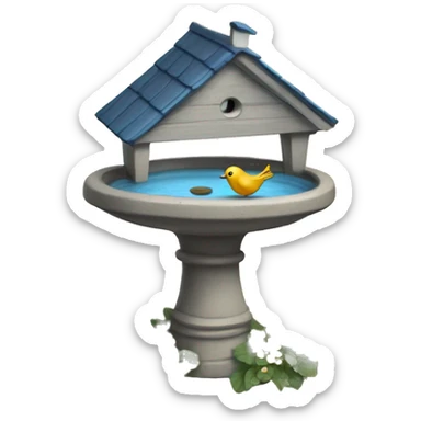 Cottage core bird bath with a small bird   sticker
