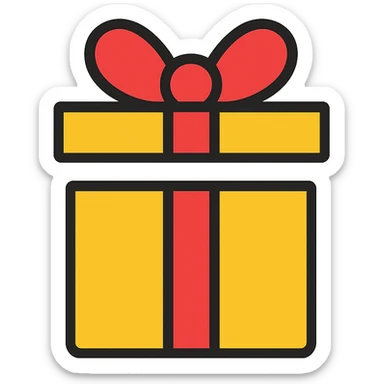 Make the gift open, keep the color outline icon style, with no background. sticker