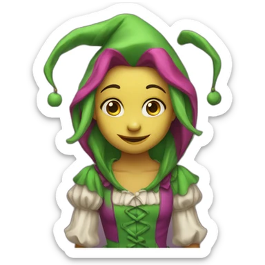 A jester girl that is insane and sad sticker