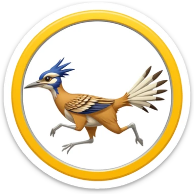yellow roadrunner . feet are circled by a white line spinning in a circle to indicate running fast. sticker