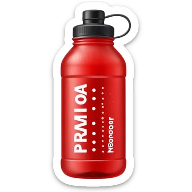 A red bottle of sports drink “prime hydration” with a black cap and large lettering sticker