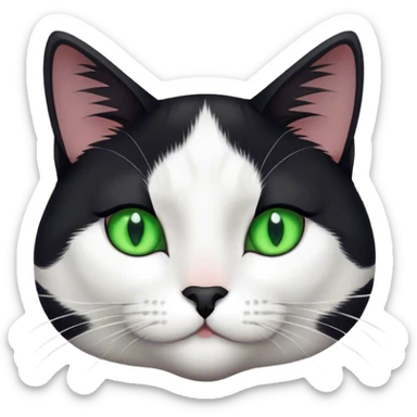 Black and white cat With green eyes ￼￼ sticker