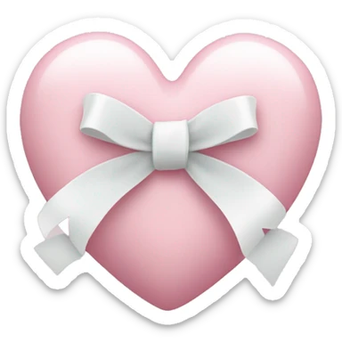Pastel pink heart with white bow sticker