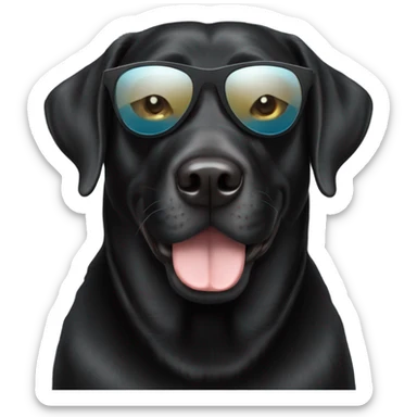 Black English Labrador with sunglasses on sticker