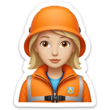 female wearing life jacket sticker