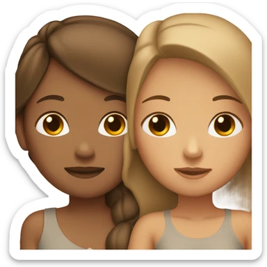 tan woman with short brown hair hugging tan girl with long brown hair  sticker