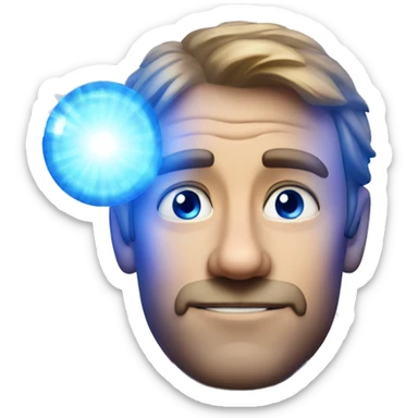 Australian dad with blue ring of light on top of his head sticker