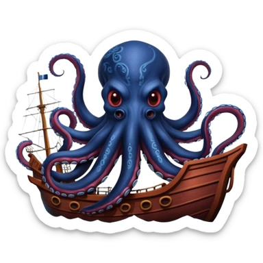 Kraken – Giant octopus with tentacles wrapping a ship sticker
