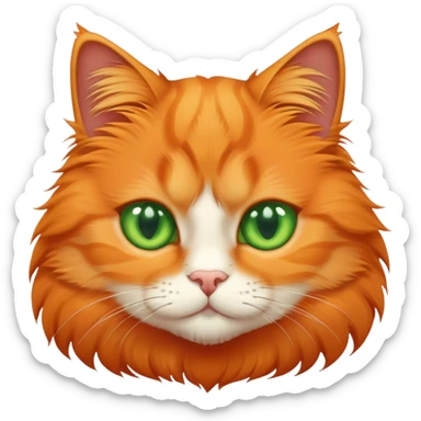 gato naranja esponjoso ojos verdes  sticker