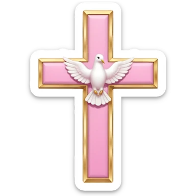 Pink and white simple holy cross with a dove  sticker