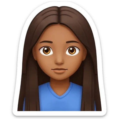 girl with straight long hair and brown eyes, brown skin sticker