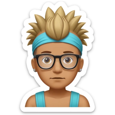 extreme mohawk person face headband glassess sticker