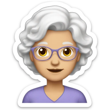 Grandma long white hair sticker