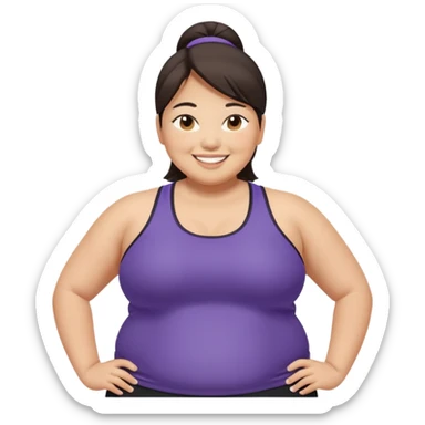 asian midsize overweight woman in workout gear sticker