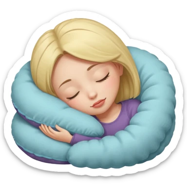 girl with closed eyes head on pillow sticker