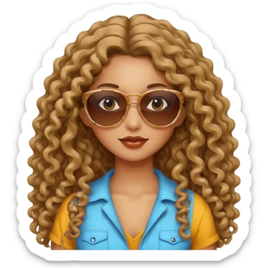 Biker Gang with Sunglasses,girl, long curly hair, sunglasses sticker