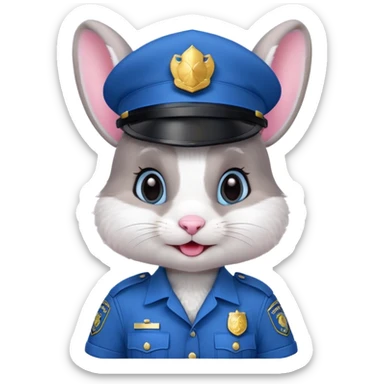 cute Rabbit police, blue uniform including helmet of uniform sticker