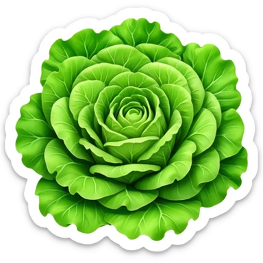 Cinematic crisp green lettuce, fresh and leafy, slightly curled edges, detailed textures, vibrant and refreshing, ultra-realistic and inviting. sticker