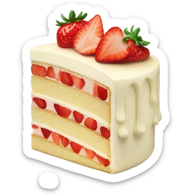 cream vanilla cake with strawberry on top sticker
