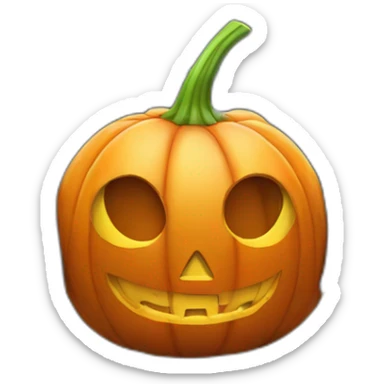 halloween pumpkin with headphones sitting in front of a laptop sticker